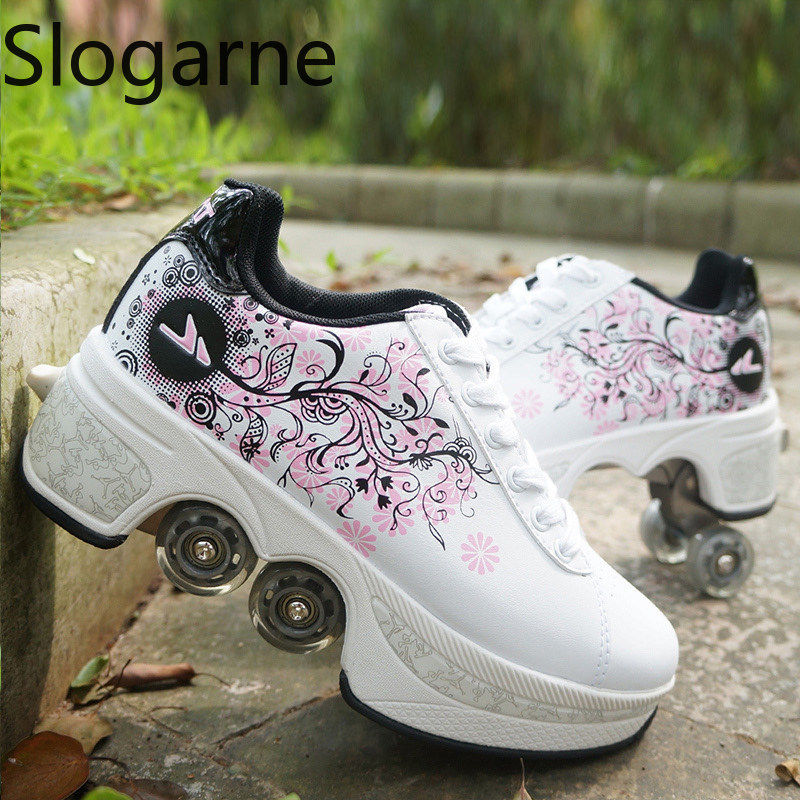 Men'S Shoes - Mulher 4 rodas deformação patins sapatos