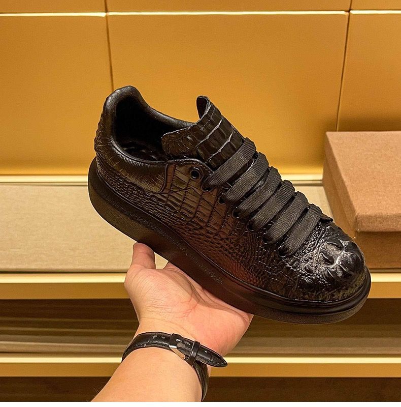 Breathable Mesh Athletic Shoes - 2025 verão crocodilo impressão preto sapatos